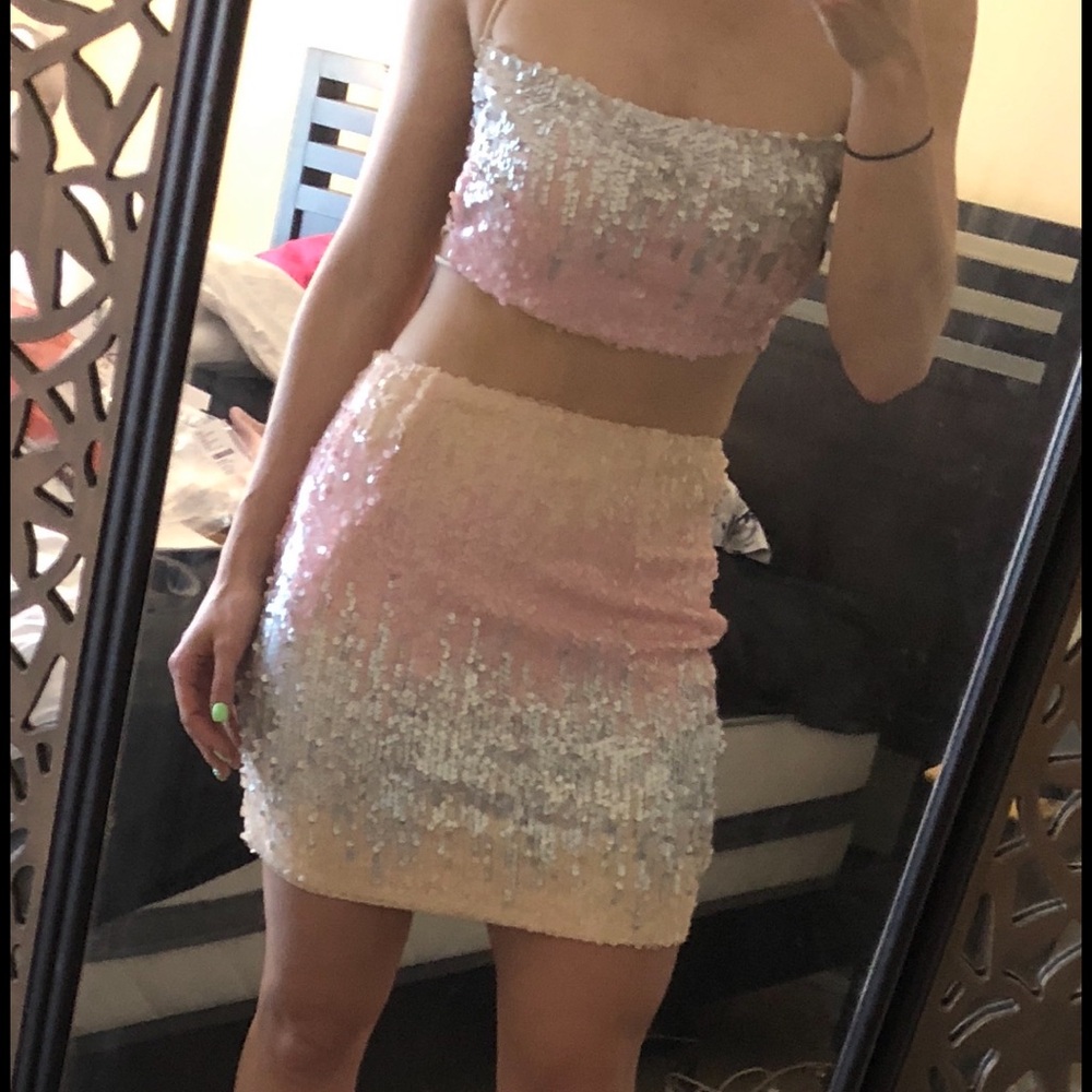 Sequin Pink and Silver Skirt- brand new